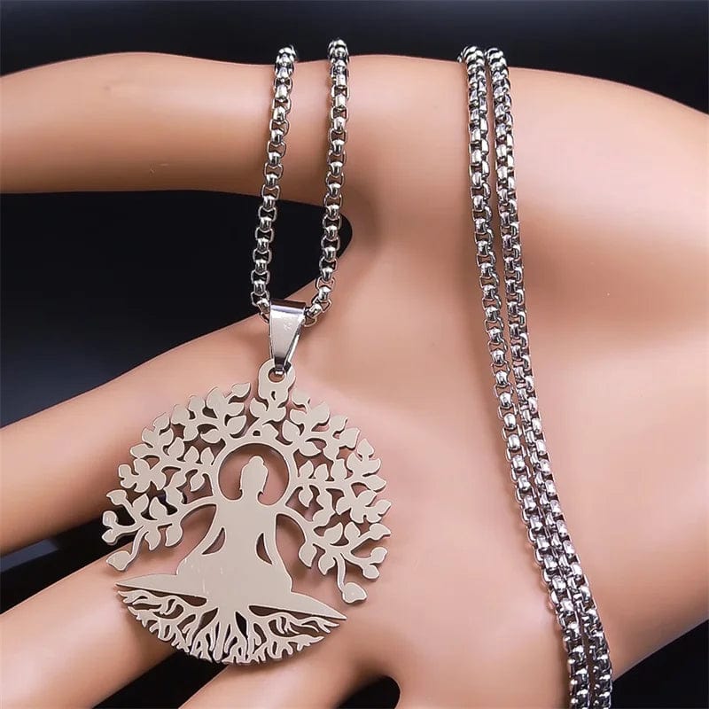 ALDO Jewelry Yoga Buddha Sacred  Meditation Necklace Pendant Good Health Protection and Great Fortune for Woman