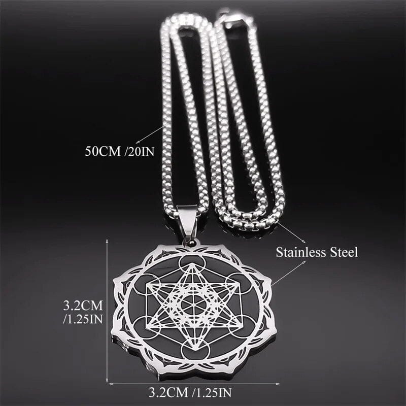 ALDO Jewelry Yoga Sacred Geometry Metatron Cube Angel Seal Necklace Pendant Good Health Protection and Great Fortune for Woman