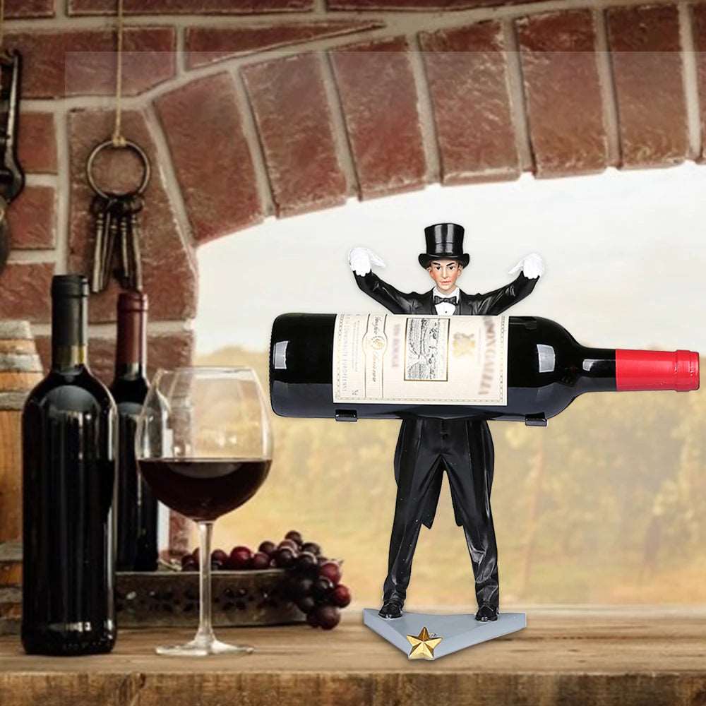 ALDO Kitchen & Dining > Kitchen Tools & Utensils > Kitchen Organizers > Drinkware Holders black / resin / 31cm x 14cm / 12.2: x 5.5" inches Amazing  Magician Wine Bottle Holder Wine Ruck Hand-made Exquisite Craftsmanship