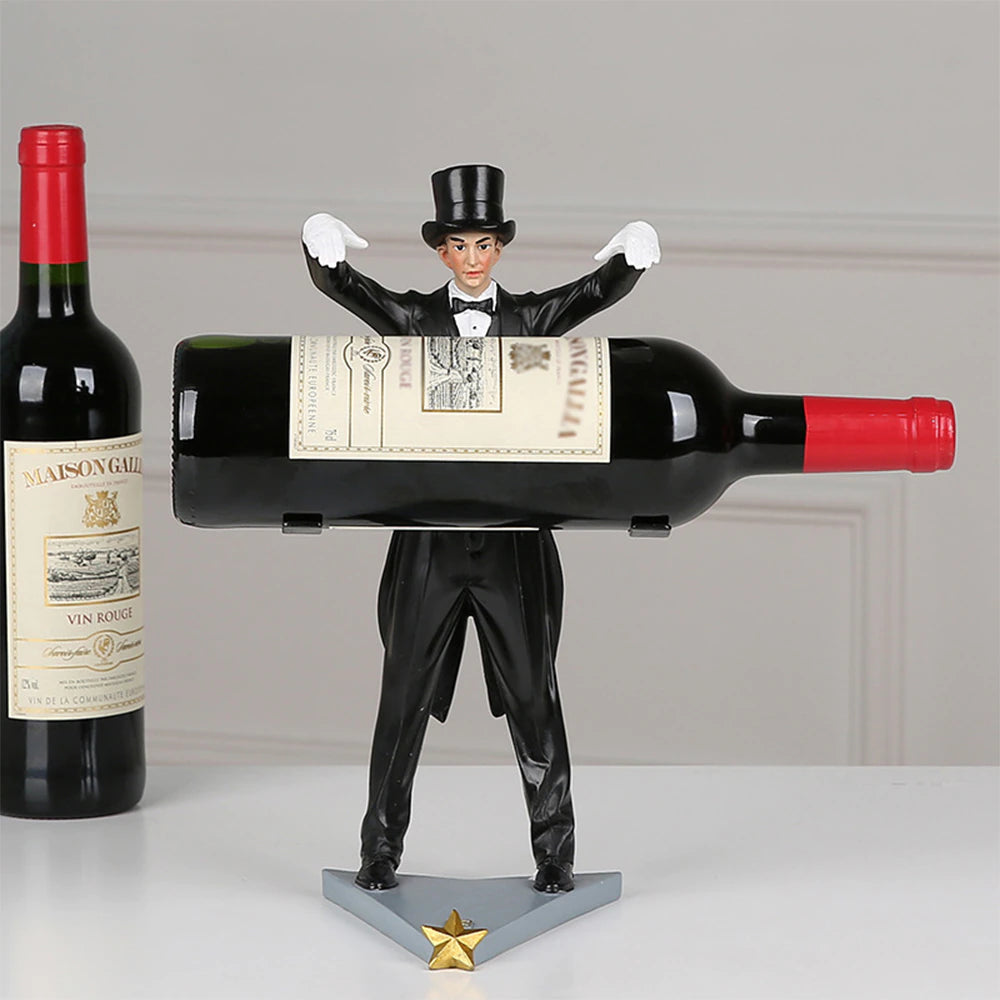 ALDO Kitchen & Dining > Kitchen Tools & Utensils > Kitchen Organizers > Drinkware Holders black / resin / 31cm x 14cm / 12.2: x 5.5" inches Amazing  Magician Wine Bottle Holder Wine Ruck Hand-made Exquisite Craftsmanship