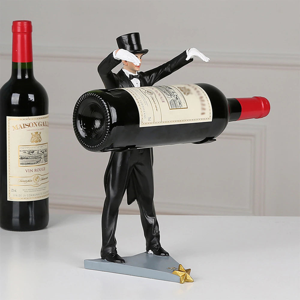 ALDO Kitchen & Dining > Kitchen Tools & Utensils > Kitchen Organizers > Drinkware Holders black / resin / 31cm x 14cm / 12.2: x 5.5" inches Amazing  Magician Wine Bottle Holder Wine Ruck Hand-made Exquisite Craftsmanship