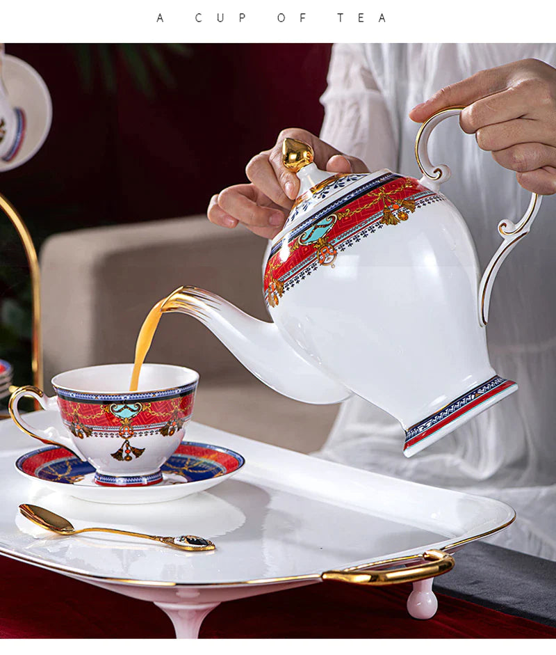 ALDO Kitchen & Dining > Tableware > Coffee & Tea Sets Elegant Luxury Hand Made Fine Porcelain Bone China Gold Plated Coffee or Tea Set To Serve 4