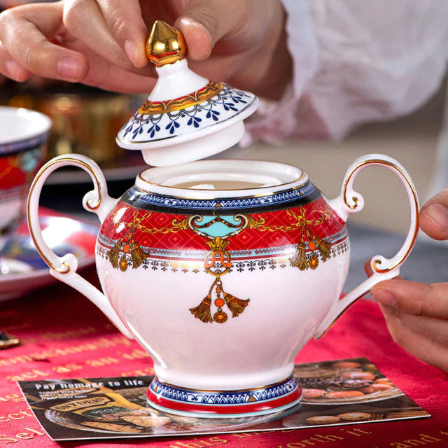 ALDO Kitchen & Dining > Tableware > Coffee & Tea Sets new / Porcelain / Sugar Jur Elegant Luxury Hand Made Fine Porcelain Bone China Gold Plated Coffee or Tea Set To Serve 4