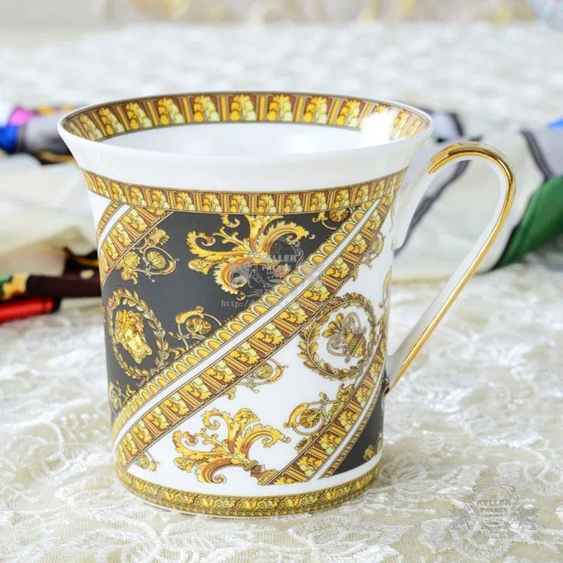 ALDO ‎> Kitchen & Dining > Tableware > Dinnerware 5 / porcelain / new Versace Style Luxury  Classic  Coffee and Tea Ceramic 24 karat Gold Plated Mugs