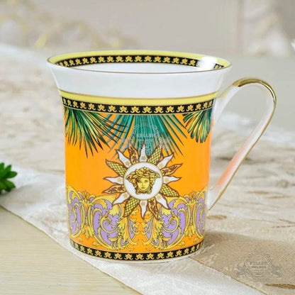 ALDO ‎> Kitchen & Dining > Tableware > Dinnerware 6 / porcelain / new Versace Style Luxury  Classic  Coffee and Tea Ceramic 24 karat Gold Plated Mugs