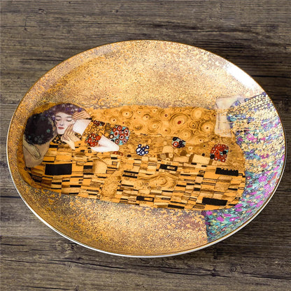 ALDO ‎> Kitchen & Dining > Tableware > Dinnerware 8 inch dinner plate Gustav Klimt The Kiss Elegant Bone China Pocelain 24 carat Plated Coffee Tea Set