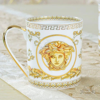 ALDO ‎> Kitchen & Dining > Tableware > Dinnerware 8 / porcelain / new Versace Style Luxury  Classic  Coffee and Tea Ceramic 24 karat Gold Plated Mugs