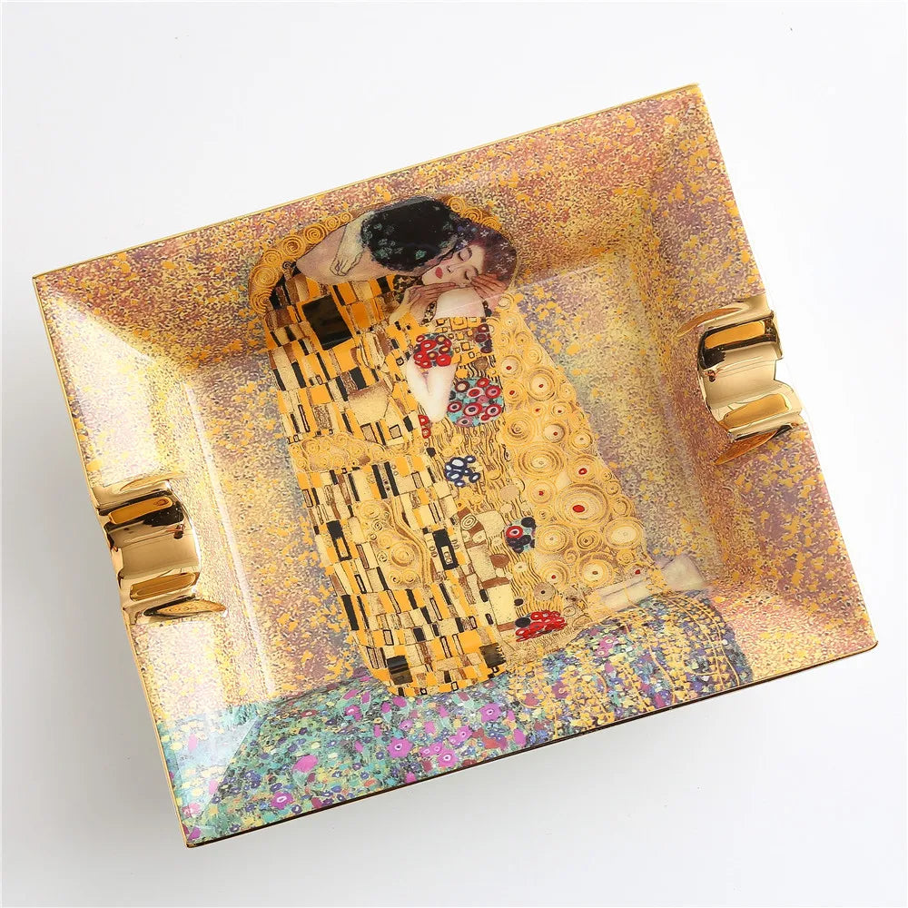 ALDO ‎> Kitchen & Dining > Tableware > Dinnerware Ashtray Gustav Klimt The Kiss Elegant Bone China Pocelain 24 carat Plated Coffee Tea Set