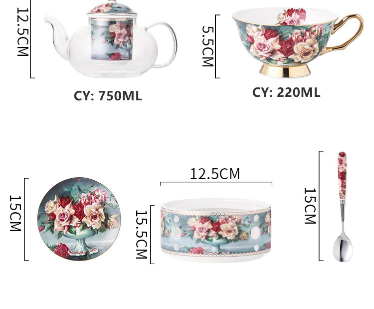 ALDO ‎> Kitchen & Dining > Tableware > Dinnerware British Style Coffee and Tea Luxury Porcelain 24 karat Gold Plated Set