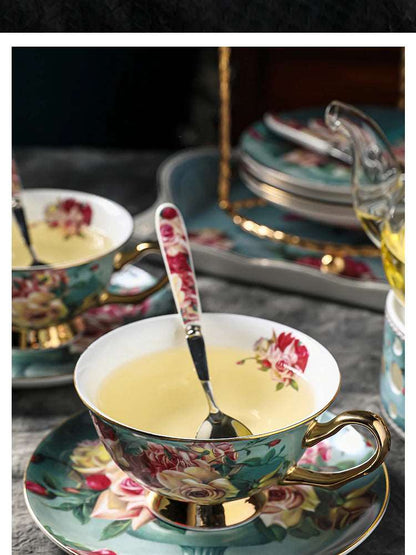 ALDO ‎> Kitchen & Dining > Tableware > Dinnerware British Style Coffee and Tea Luxury Porcelain 24 karat Gold Plated Set