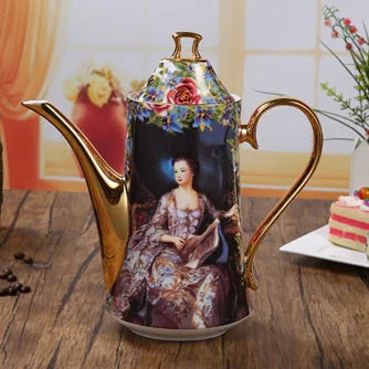 ALDO ‎> Kitchen & Dining > Tableware > Dinnerware Coffee Pot Beautiful Venetian Art Bone China 24 carat Plated Vintage Porcelain Coffee Tea Sets