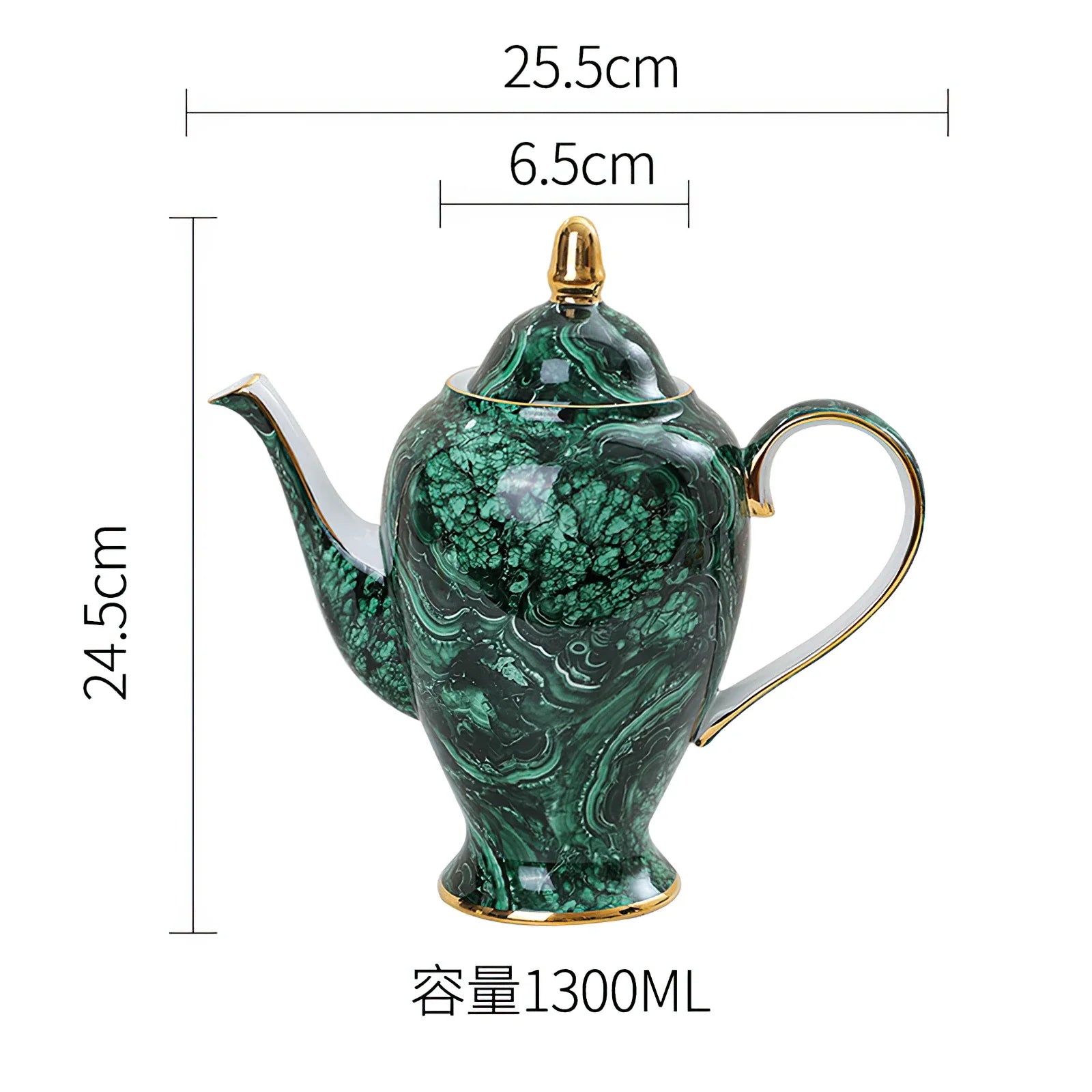 ALDO ‎> Kitchen & Dining > Tableware > Dinnerware coffee pot Luxury Green Bone China Pocelain 24 carat Gold  Plated Coffee Tea Set