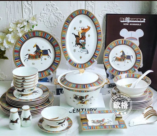 ALDO Kitchen & Dining > Tableware > Dinnerware Luxury Elegant Hand Made Fine Porcelain Dinner Set For 6 Person
