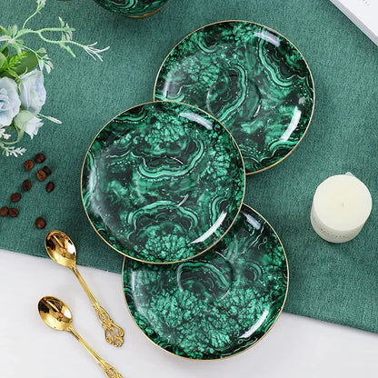 ALDO ‎> Kitchen & Dining > Tableware > Dinnerware Luxury Green Bone China Pocelain 24 carat Gold  Plated Coffee Tea Set