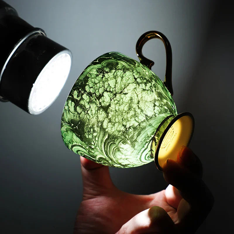 ALDO ‎> Kitchen & Dining > Tableware > Dinnerware Luxury Green Bone China Pocelain 24 carat Gold  Plated Coffee Tea Set