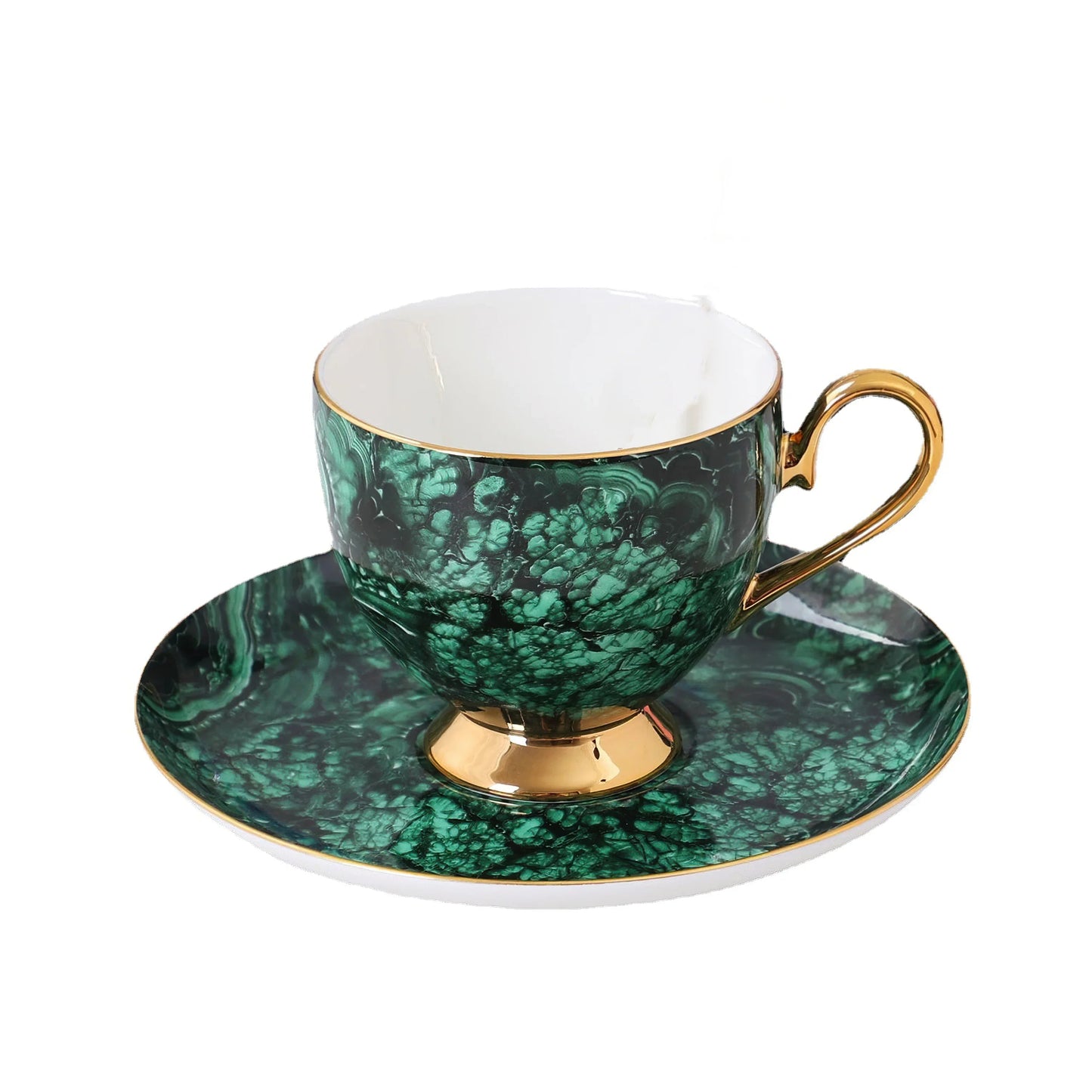 ALDO ‎> Kitchen & Dining > Tableware > Dinnerware Luxury Green Bone China Pocelain 24 carat Gold  Plated Coffee Tea Set