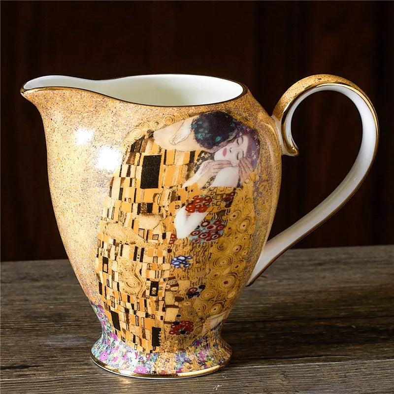 ALDO ‎> Kitchen & Dining > Tableware > Dinnerware milk jug Gustav Klimt The Kiss Elegant Bone China Pocelain 24 carat Plated Coffee Tea Set