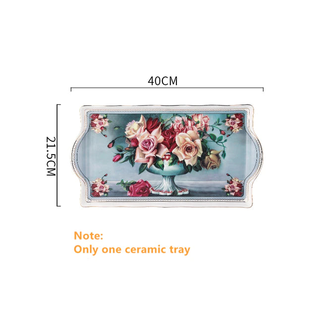 ALDO ‎> Kitchen & Dining > Tableware > Dinnerware Serving Tray / porcelain / New British Style Coffee and Tea Luxury Porcelain 24 karat Gold Plated Set