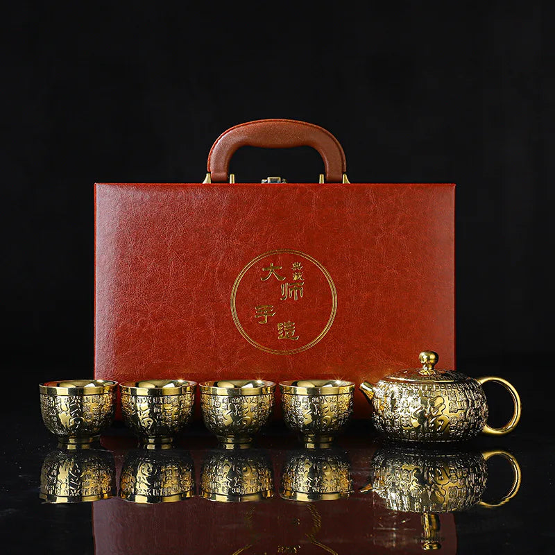 ALDO ‎> Kitchen & Dining > Tableware > Dinnerware Set for Four Style 1 24k Gold-plated Kung Fu Teaset Set Luxury Bone China Tea Pot Teacup Tea Accessories and Travel Gift Box