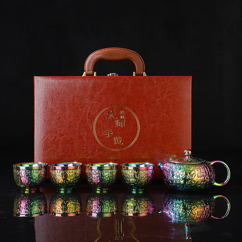 ALDO ‎> Kitchen & Dining > Tableware > Dinnerware Set for Four Style 2 24k Gold-plated Kung Fu Teaset Set Luxury Bone China Tea Pot Teacup Tea Accessories and Travel Gift Box