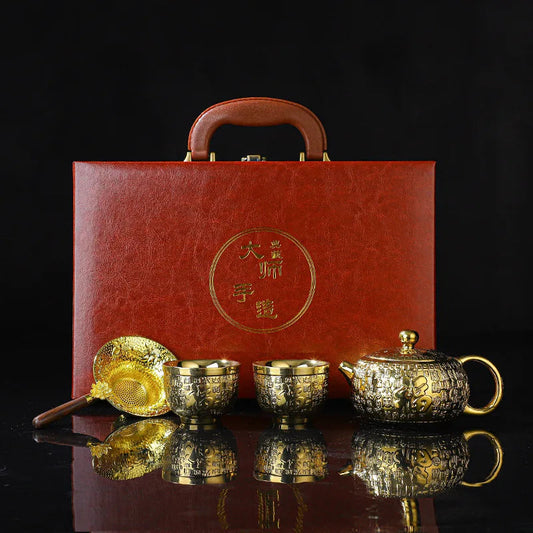 ALDO ‎> Kitchen & Dining > Tableware > Dinnerware Set for Two Style 1 24k Gold-plated Kung Fu Teaset Set Luxury Bone China Tea Pot Teacup Tea Accessories and Travel Gift Box