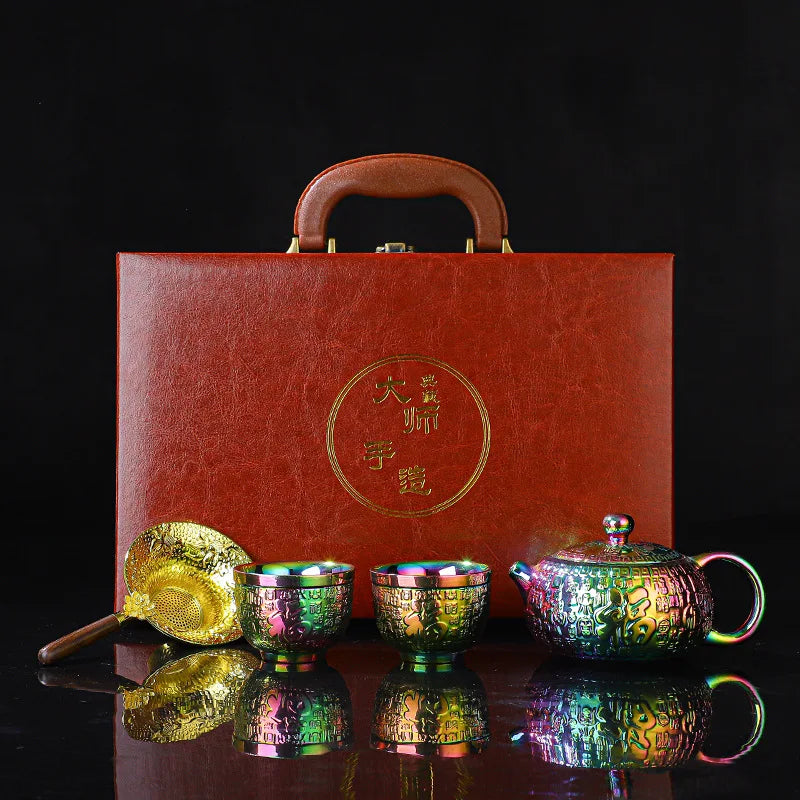 ALDO ‎> Kitchen & Dining > Tableware > Dinnerware Set for Two Style 2 24k Gold-plated Kung Fu Teaset Set Luxury Bone China Tea Pot Teacup Tea Accessories and Travel Gift Box