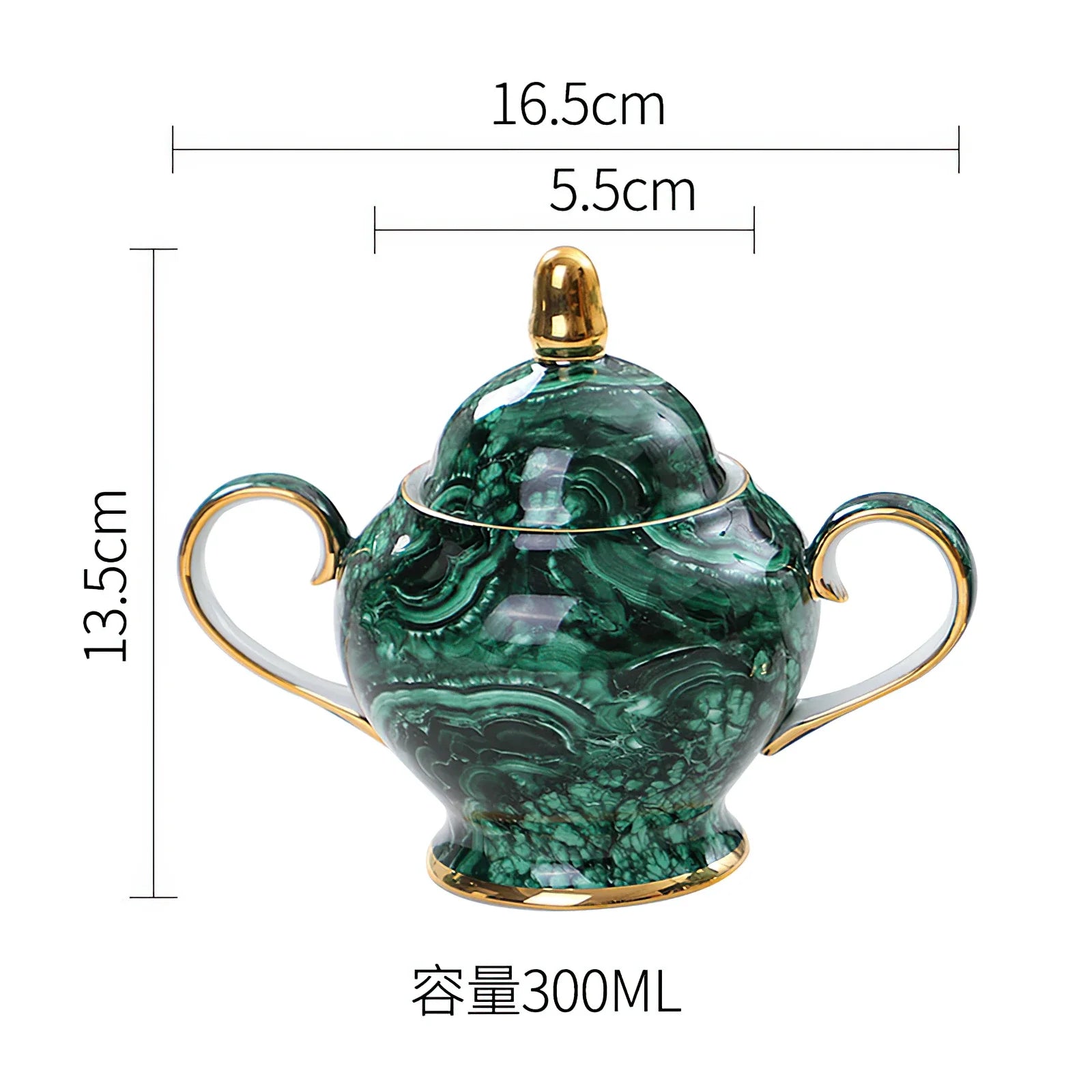 ALDO ‎> Kitchen & Dining > Tableware > Dinnerware sugar bowl Luxury Green Bone China Pocelain 24 carat Gold  Plated Coffee Tea Set