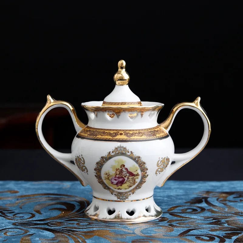 ALDO ‎> Kitchen & Dining > Tableware > Dinnerware Venitian Art Elegant Bone China Pocelain 24 carat Plated 15 Piece Coffee Tea Set