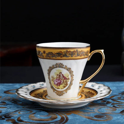 ALDO ‎> Kitchen & Dining > Tableware > Dinnerware Venitian Art Elegant Bone China Pocelain 24 carat Plated 15 Piece Coffee Tea Set