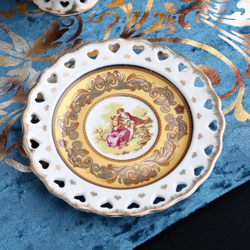 ALDO ‎> Kitchen & Dining > Tableware > Dinnerware Venitian Art Elegant Bone China Pocelain 24 carat Plated 15 Piece Coffee Tea Set