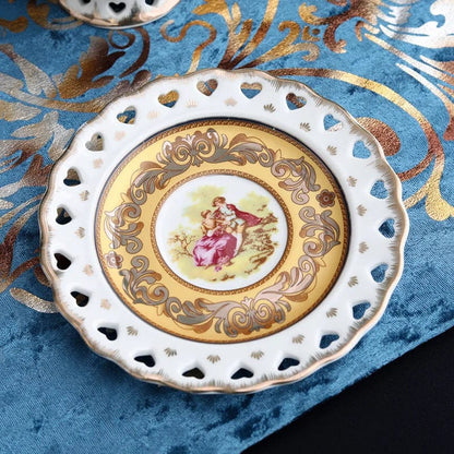 ALDO ‎> Kitchen & Dining > Tableware > Dinnerware Venitian Art Elegant Bone China Pocelain 24 carat Plated 15 Piece Coffee Tea Set
