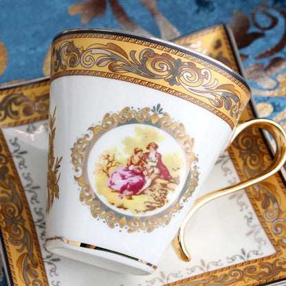 ALDO ‎> Kitchen & Dining > Tableware > Dinnerware Venitian Art Elegant Bone China Pocelain 24 carat Plated 15 Piece Coffee Tea Set