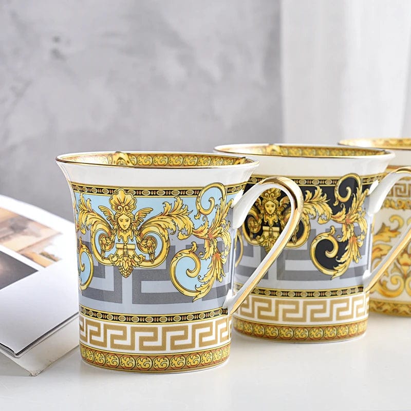ALDO ‎> Kitchen & Dining > Tableware > Dinnerware Versace Style Luxury  Classic  Coffee and Tea Ceramic 24 karat Gold Plated Mugs