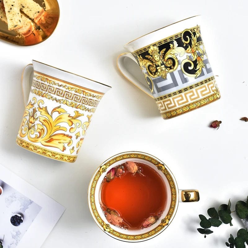 ALDO ‎> Kitchen & Dining > Tableware > Dinnerware Versace Style Luxury  Classic  Coffee and Tea Ceramic 24 karat Gold Plated Mugs