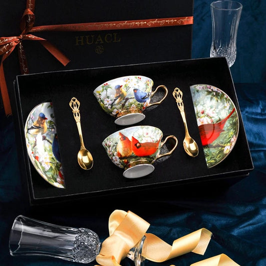 ALDO Kitchen & Dining > Tableware > Drinkware 2-piece set Royal Classic Luxury Premium English Afternoon Style Tea Cofee Sets For Two 24 K Gold Plated Bone China Porcelain