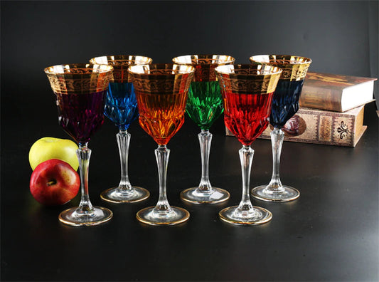 ALDO Kitchen & Dining > Tableware > Drinkware Custom Made High Quality Lead Free Crystal 24 Karat  Gold Plated Wine Goblets Glasses