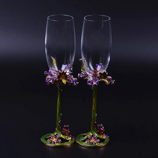 ALDO Kitchen & Dining > Tableware > Drinkware Exquisite Unique Custom Made Wedding Led Free Crystal Champagne Wine Glasses Set of Two