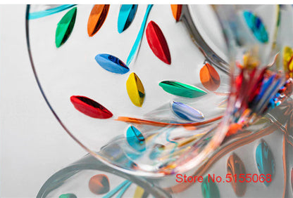ALDO Kitchen & Dining > Tableware > Drinkware Four Seasons Italian Murano Style Luxury Hand Cut and Painted Colorful Stain lead Free Crystal Free Whisky Vodka Cocktail Glasses