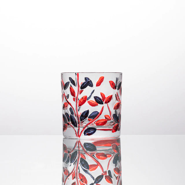 ALDO Kitchen & Dining > Tableware > Drinkware Glass Stile 5 / Crystal Lead Free / See Attached Pictures Four Seasons Italian Murano Style Luxury Hand Cut and Painted Colorful Stain lead Free Crystal Free Whisky Vodka Cocktail Glasses