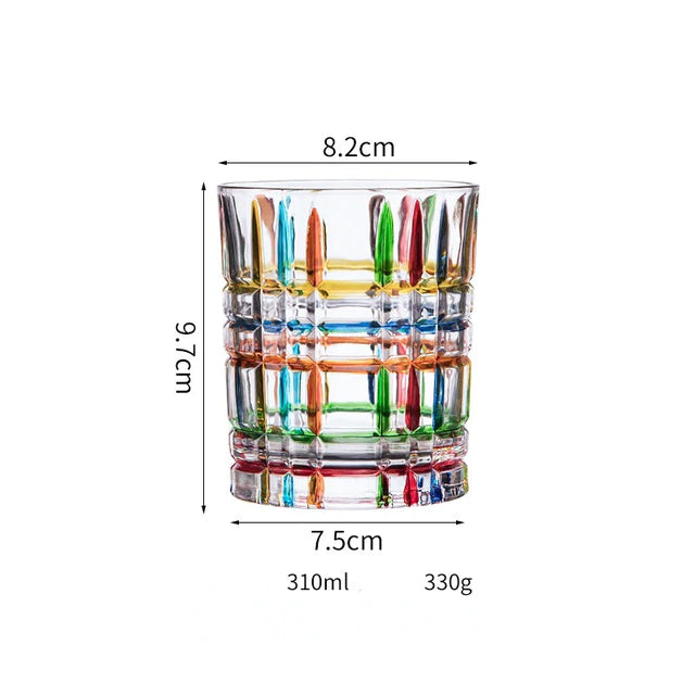 ALDO Kitchen & Dining > Tableware > Drinkware Glass Style 1 / Crystal Lead Free / See Attached Pictures Italian Murano Style Luxury Hand Cut and Painted Colorful Stain lead Free Crystal Free Whisky Vodka Cocktail Glasses and Decanter