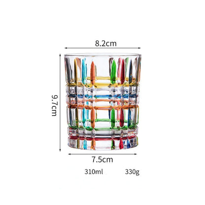 ALDO Kitchen & Dining > Tableware > Drinkware Glass Style 1 / Crystal Lead Free / See Attached Pictures Italian Murano Style Luxury Hand Cut and Painted Colorful Stain lead Free Crystal Free Whisky Vodka Cocktail Glasses and Decanter