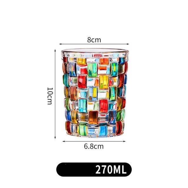 ALDO Kitchen & Dining > Tableware > Drinkware Glass Style 1 / Crystal Lead Free / See Attached Pictures Rainbow Italian Murano Style Luxury Hand Cut and Painted Colorful Stain lead Free Crystal Free Whisky Vodka Cocktail Glasses