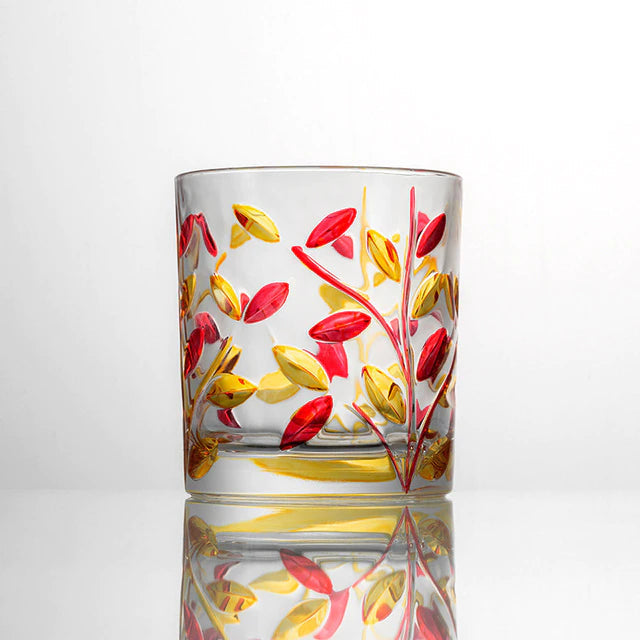 ALDO Kitchen & Dining > Tableware > Drinkware Glass Style 2 / Crystal Lead Free / See Attached Pictures Four Seasons Italian Murano Style Luxury Hand Cut and Painted Colorful Stain lead Free Crystal Free Whisky Vodka Cocktail Glasses