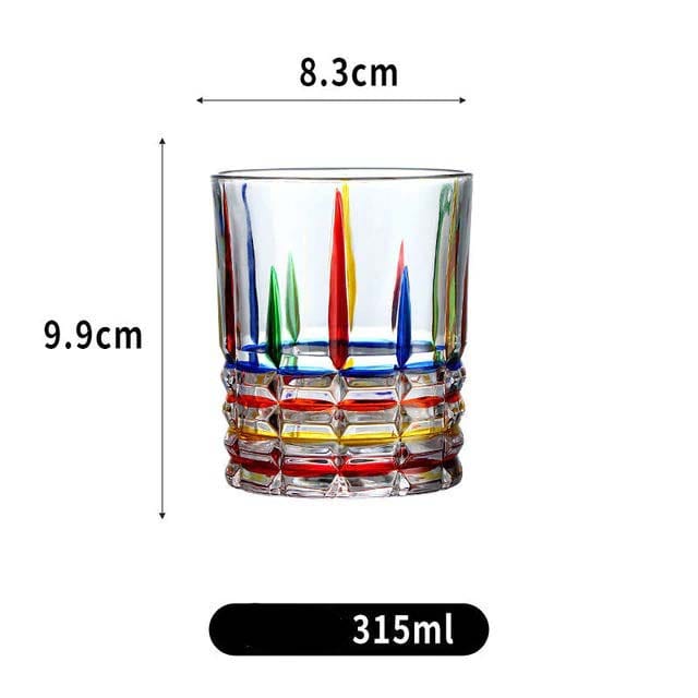 ALDO Kitchen & Dining > Tableware > Drinkware Glass  Style 3 / Crystal Lead Free / See Attached Pictures Rainbow Italian Murano Style Luxury Hand Cut and Painted Colorful Stain lead Free Crystal Free Whisky Vodka Cocktail Glasses