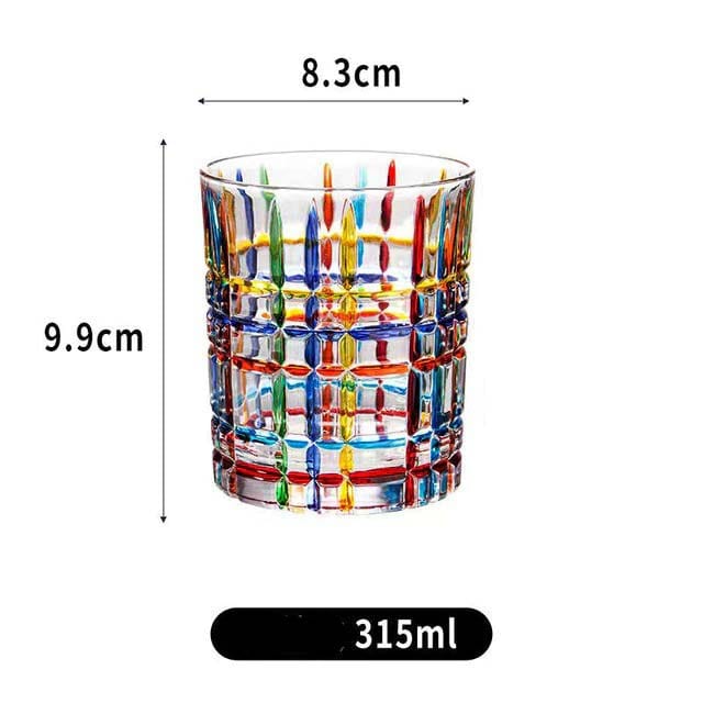 ALDO Kitchen & Dining > Tableware > Drinkware Glass Style 4 / Crystal Lead Free / See Attached Pictures Rainbow Italian Murano Style Luxury Hand Cut and Painted Colorful Stain lead Free Crystal Free Whisky Vodka Cocktail Glasses