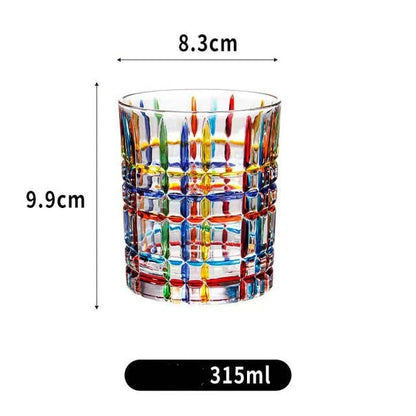 ALDO Kitchen & Dining > Tableware > Drinkware Glass Style 4 / Crystal Lead Free / See Attached Pictures Rainbow Italian Murano Style Luxury Hand Cut and Painted Colorful Stain lead Free Crystal Free Whisky Vodka Cocktail Glasses