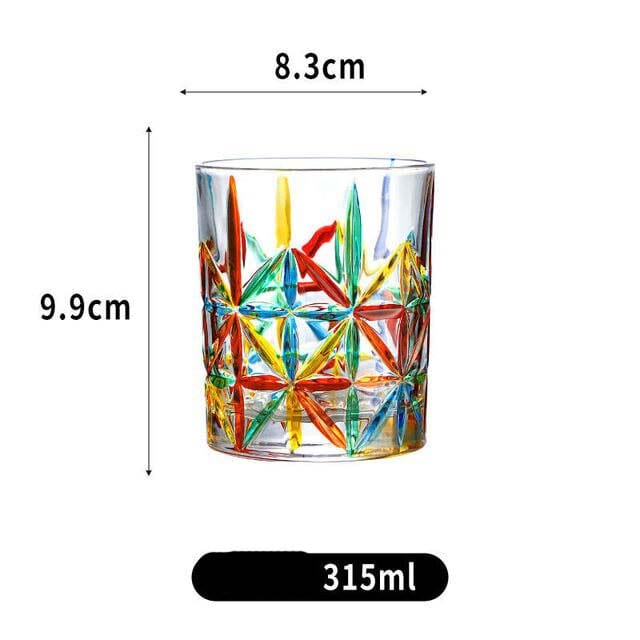 ALDO Kitchen & Dining > Tableware > Drinkware Glass style 5 / Crystal Lead Free / See Attached Pictures Rainbow Italian Murano Style Luxury Hand Cut and Painted Colorful Stain lead Free Crystal Free Whisky Vodka Cocktail Glasses