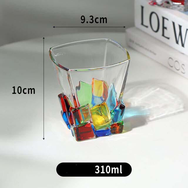 ALDO Kitchen & Dining > Tableware > Drinkware Glass style 6 / Crystal Lead Free / See Attached Pictures Rainbow Italian Murano Style Luxury Hand Cut and Painted Colorful Stain lead Free Crystal Free Whisky Vodka Cocktail Glasses