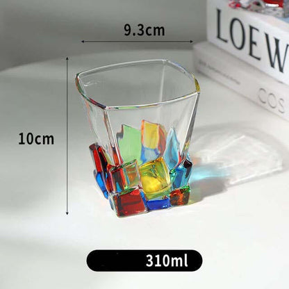 ALDO Kitchen & Dining > Tableware > Drinkware Glass style 6 / Crystal Lead Free / See Attached Pictures Rainbow Italian Murano Style Luxury Hand Cut and Painted Colorful Stain lead Free Crystal Free Whisky Vodka Cocktail Glasses