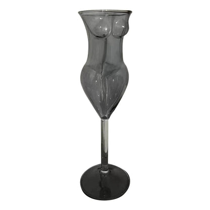 ALDO Kitchen & Dining > Tableware > Drinkware Gray / Lead free Crystal / 9.25"inch toll  x 2.55" inches wide Muticolor Miss Wine Glass Female-shaped Glasses for Champagne,Whiskey, Wine, Cocktails,Glass, Goblet for Party Home Bar
